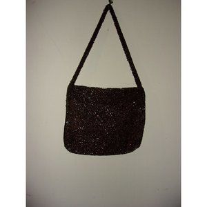 Vintage Bugle Beaded Purse 1950's Brown